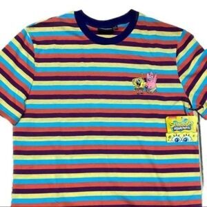 Nickelodeon T-Shirt Mens M Spongebob‎ Patrick Stripe Colorful 90’s Retro Cartoon